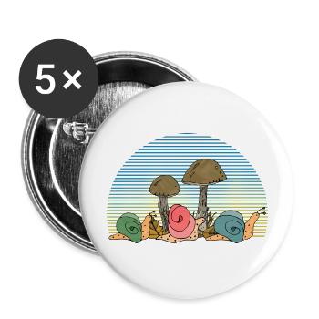 Schnecken - Buttons groß 56 mm (5er Pack) - Weiß - Vorne