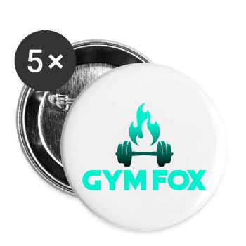 GYM FOX - Motivating Gym and Fitness Designs - Buttons large 2.2''/56 mm (5-pack) - white - Front