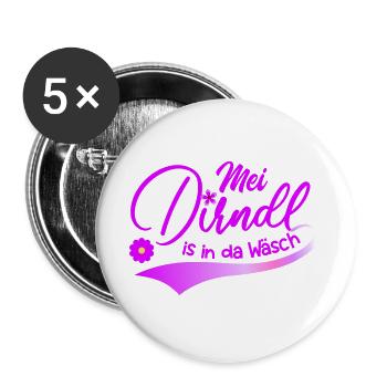 Mei Dirndl is in da Wäsch Trachtenshirt Madl - Buttons groß 56 mm (5er Pack) - Weiß - Vorne