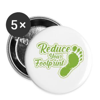 Reduzier deinen ökologischen Fußabdruck - Buttons groß 56 mm (5er Pack) - Weiß - Vorne