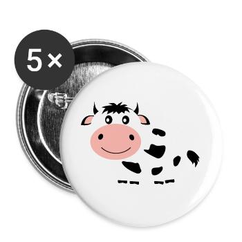 Kuh Bauern Landwirt Landwirtschaft - Buttons groß 56 mm (5er Pack) - Weiß - Vorne