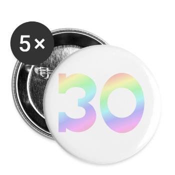 feiern, 30 pastell Verlauf - Buttons groß 56 mm (5er Pack) - Weiß - Vorne
