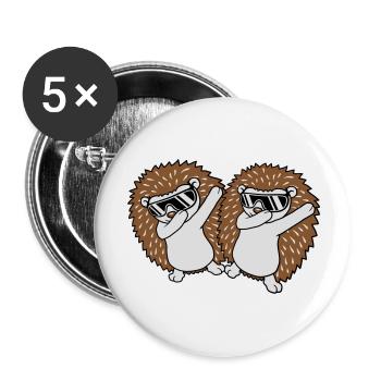 2 amis hérissons dabbing - Lot de 5 grands badges (56 mm) - blanc - Devant