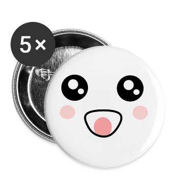 Kawaii Gesicht Kawaii Kostüm Kawaii - Buttons groß 56 mm (5er Pack) - Weiß - Vorne