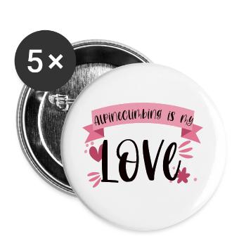 Escalade alpine Amour montagne cadeau - Lot de 5 grands badges (56 mm) - blanc - Devant
