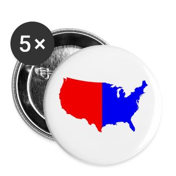 Usa Rouge Bleu Carte Silhouette - Lot de 5 grands badges (56 mm) - blanc - Devant