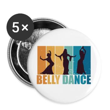Danse du ventre Danseuse du ventre Vintage Danseur Cadeau - Lot de 5 grands badges (56 mm) - blanc - Devant