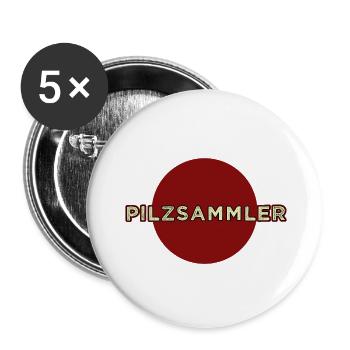 Pilzsammler Pilze - Buttons groß 56 mm (5er Pack) - Weiß - Vorne