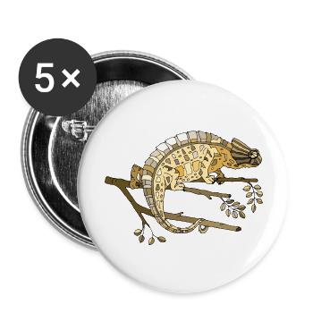 Caméléon - Lot de 5 grands badges (56 mm) - blanc - Devant