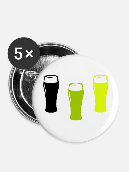 Bier Gläser - Buttons groß 56 mm (5er Pack) - Weiß