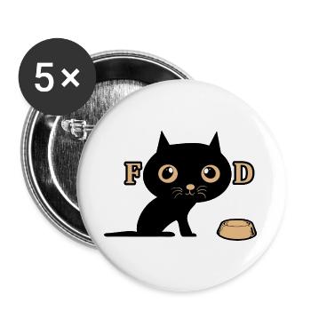 Cute cat is hungry - Buttons large 2.2''/56 mm (5-pack) - white - Front