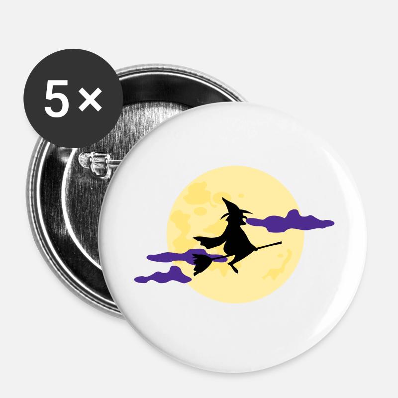 Witch - Buttons large 2.2''/56 mm (5-pack) - white