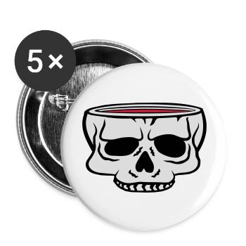 Cartoon Skull Cup Horreur - Lot de 5 grands badges (56 mm) - blanc - Devant