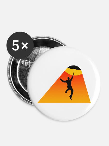 Sonne aus dem Schirm - Buttons groß 56 mm (5er Pack) - Weiß