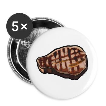Steak Meat Beef Food and Grilling T-Bone - Buttons large 2.2''/56 mm (5-pack) - white - Front