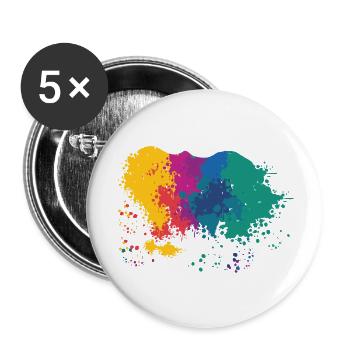 Éclaboussures de peinture Taches de peinture Éclaboussures de peintre cadeau - Lot de 5 grands badges (56 mm) - blanc - Devant