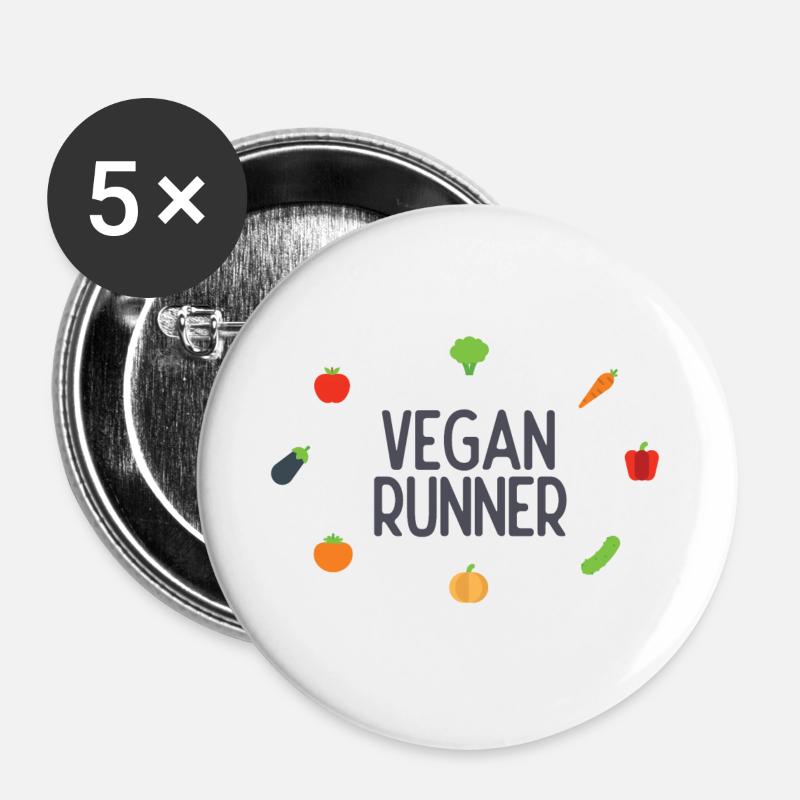 Vegan Runner - Buttons large 2.2''/56 mm (5-pack) - white