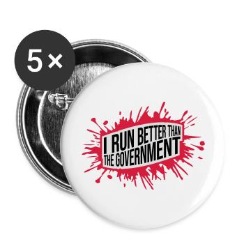 run better than government - Buttons large 2.2''/56 mm (5-pack) - white - Front