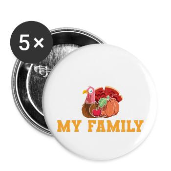 I'm thankful for my family - Funny Turkey - Lot de 5 grands badges (56 mm) - blanc - Devant