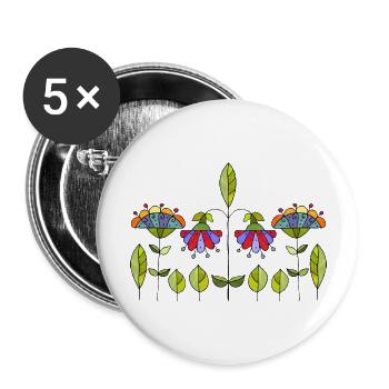 Blumen - Buttons groß 56 mm (5er Pack) - Weiß - Vorne