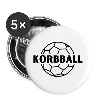 Korbball Schriftzugmit Ball im Hintergrund - Buttons groß 56 mm (5er Pack) - Weiß - Vorne