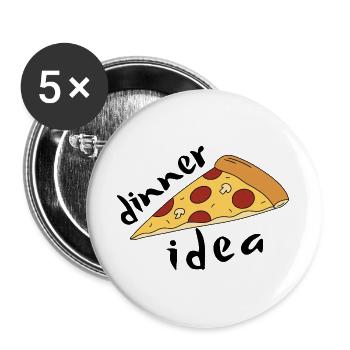 Cartoon-Peperoni-Pizza – Abendessen-Idee - Buttons groß 56 mm (5er Pack) - Weiß - Vorne