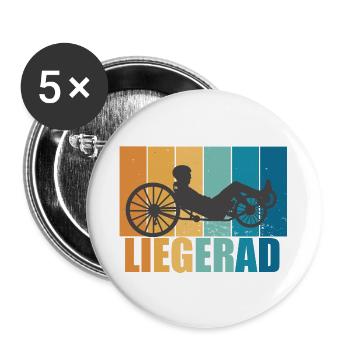 Liegerad Vintage Retro Radsport Bike Geschenk - Buttons groß 56 mm (5er Pack) - Weiß - Vorne