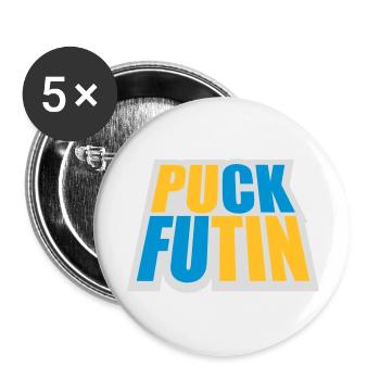 puck futin logo design - Buttons large 2.2''/56 mm (5-pack) - white - Front