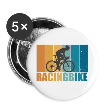 Road Bike Vintage Retro Cycling Bike Gift - Buttons large 2.2''/56 mm (5-pack) - white - Front