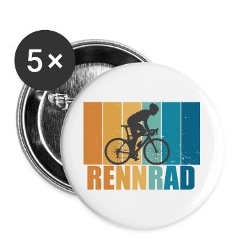 Rennrad Vintage Retro Radsport Fahrrad Geschenk - Buttons groß 56 mm (5er Pack) - Weiß - Vorne