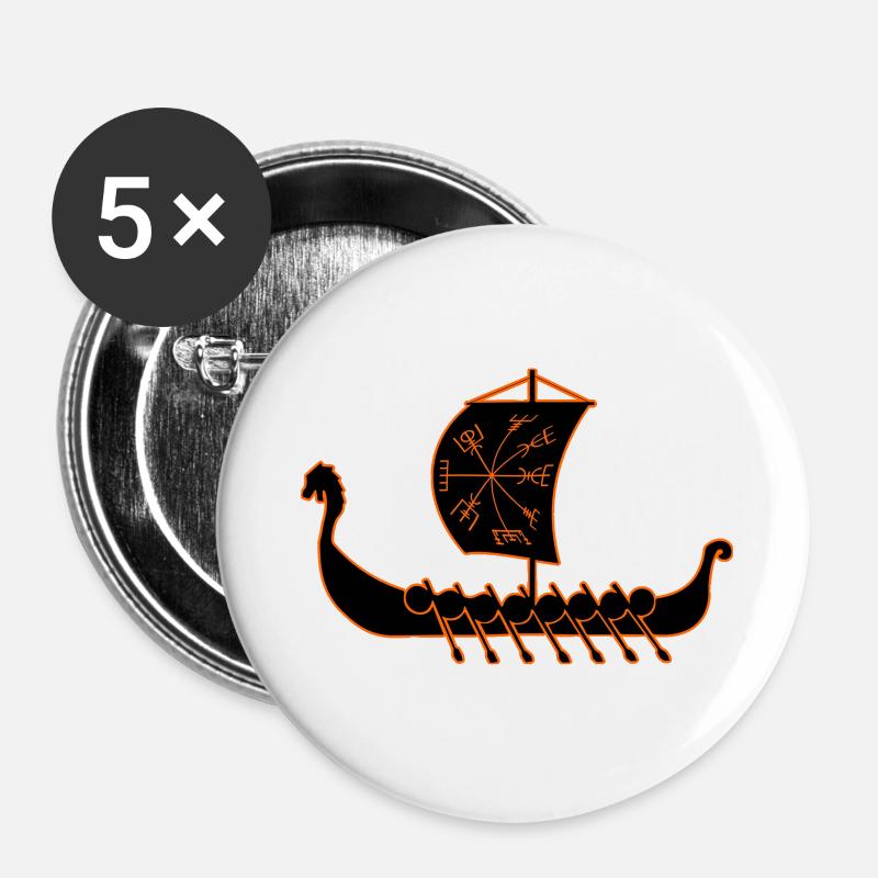 Drakkar - Dragon Boat - Buttons large 2.2''/56 mm (5-pack) - white