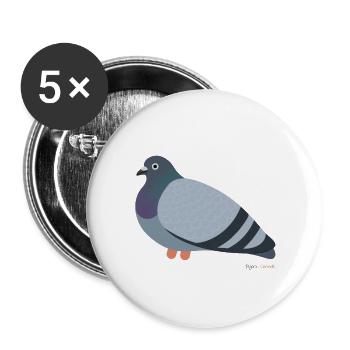 Notre pigeon de ville gris bien-aimé - Urban Pigeon - Lot de 5 grands badges (56 mm) - blanc - Devant