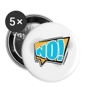 No! Comic Style Bubble Graffiti Lettering - Buttons large 2.2''/56 mm (5-pack) - white - Front
