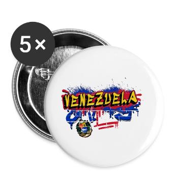 Venezuela Graffiti Flaggen Design - Buttons groß 56 mm (5er Pack) - Weiß - Vorne