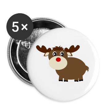 Reindeer Elk mignons cadeaux de Noël drôles - Lot de 5 grands badges (56 mm) - blanc - Devant