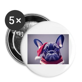 Noël 5 - Lot de 5 grands badges (56 mm) - blanc - Devant