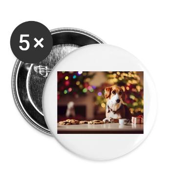 Noël 8 - Lot de 5 grands badges (56 mm) - blanc - Devant
