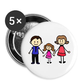 Familie Familie Eltern Tochter Corka - Buttons groß 56 mm (5er Pack) - Weiß - Vorne