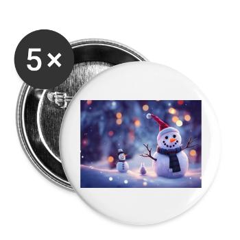 Happy Christmas Snowman - Buttons large 2.2''/56 mm (5-pack) - white - Front