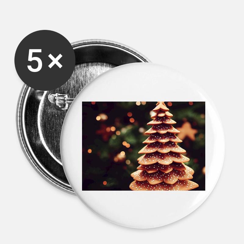 Gingerbread Christmas Tree - Buttons large 2.2''/56 mm (5-pack) - white