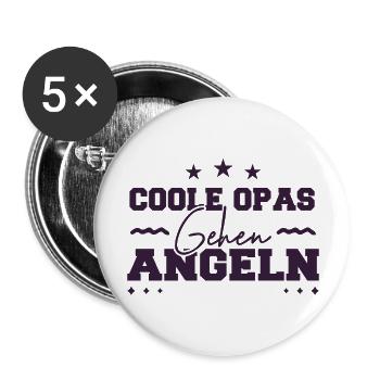 Coole Opas gehen Angeln Fisch - Buttons groß 56 mm (5er Pack) - Weiß - Vorne
