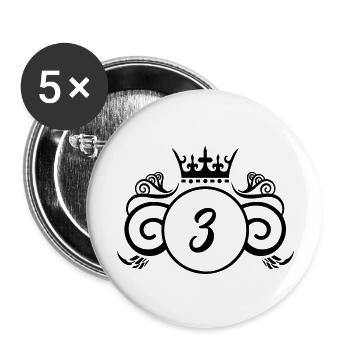 Wappen 3 - Buttons groß 56 mm (5er Pack) - Weiß - Vorne