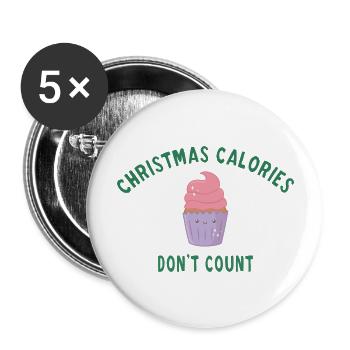 Christmas calories don't count - Lot de 5 grands badges (56 mm) - blanc - Devant