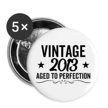 Millésime 2013 Vieilli à la perfection - Lot de 5 grands badges (56 mm) - blanc - Devant
