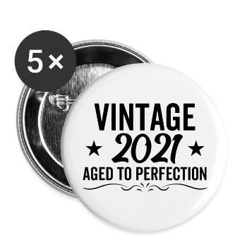 Millésime 2021 Vieilli à la perfection - Lot de 5 grands badges (56 mm) - blanc - Devant