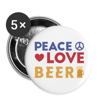 Bier Alkohol Biertrinker Geschenk - Buttons groß 56 mm (5er Pack) - Weiß - Vorne