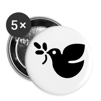 Colombe de la Paix Icône de la branche de colombe Symbole Signe - Lot de 5 grands badges (56 mm) - blanc - Devant