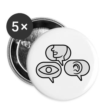 Voir Parler Entendre Bulles de parole - Lot de 5 grands badges (56 mm) - blanc - Devant
