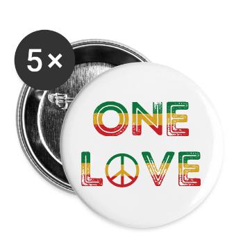 One Love Reggae Peace - Buttons large 2.2''/56 mm (5-pack) - white - Front