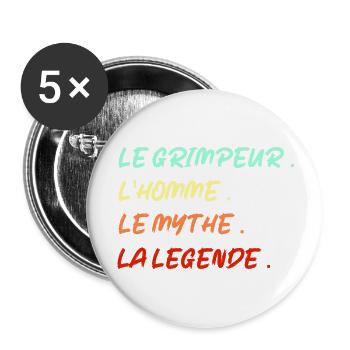 Le grimpeur,l’homme,le mythe,la légende. - Lot de 5 grands badges (56 mm) - blanc - Devant